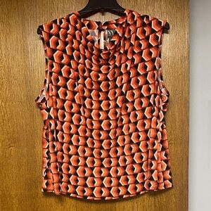 Worthington Orange and Black Geometric Sleeveless Blouse